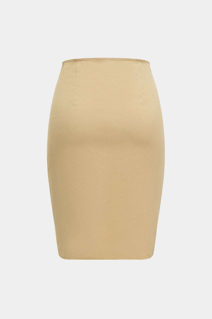 Asymmetrical Ruched Zipper Slit Skirt