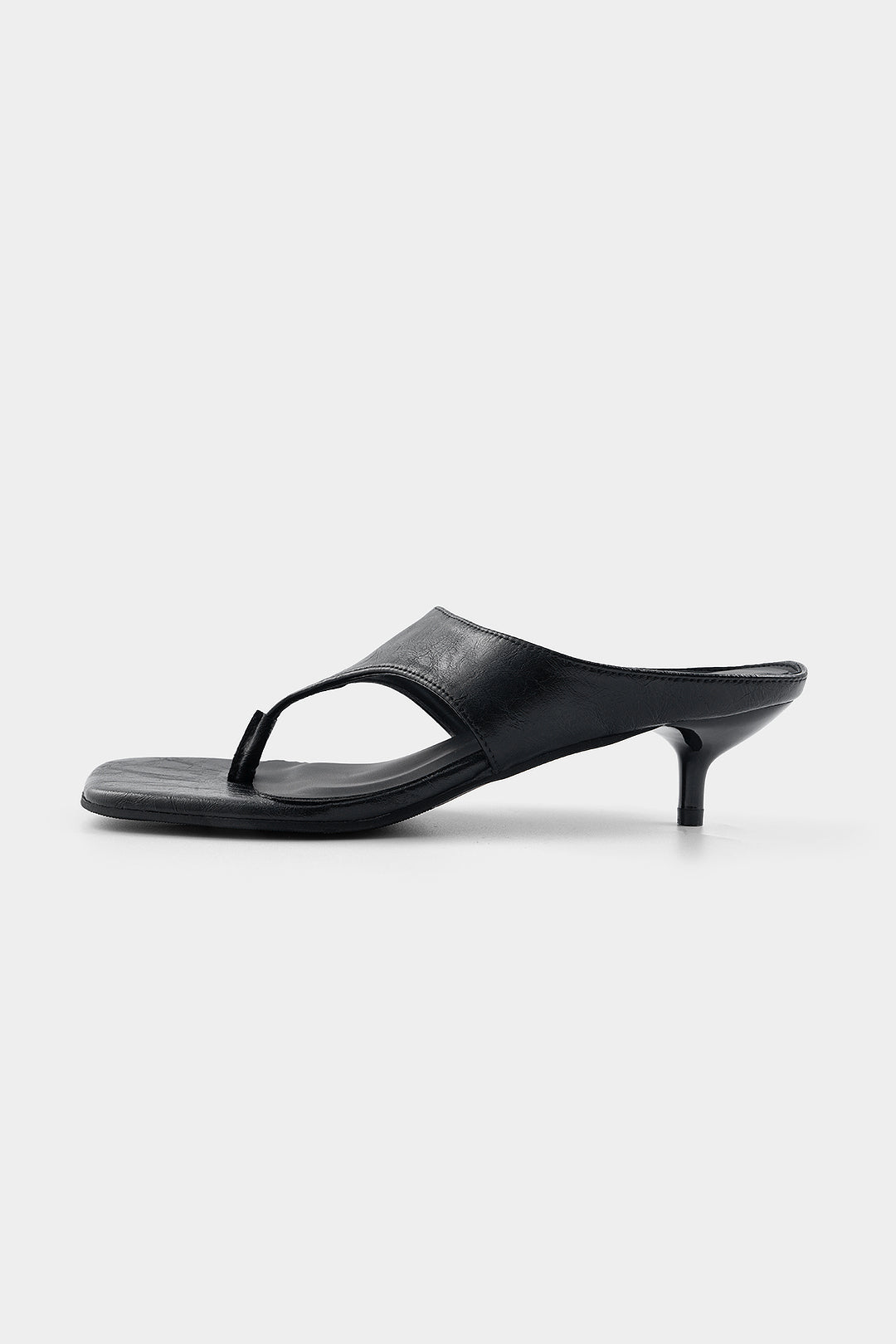 Faux Leather Square Toe Slippers