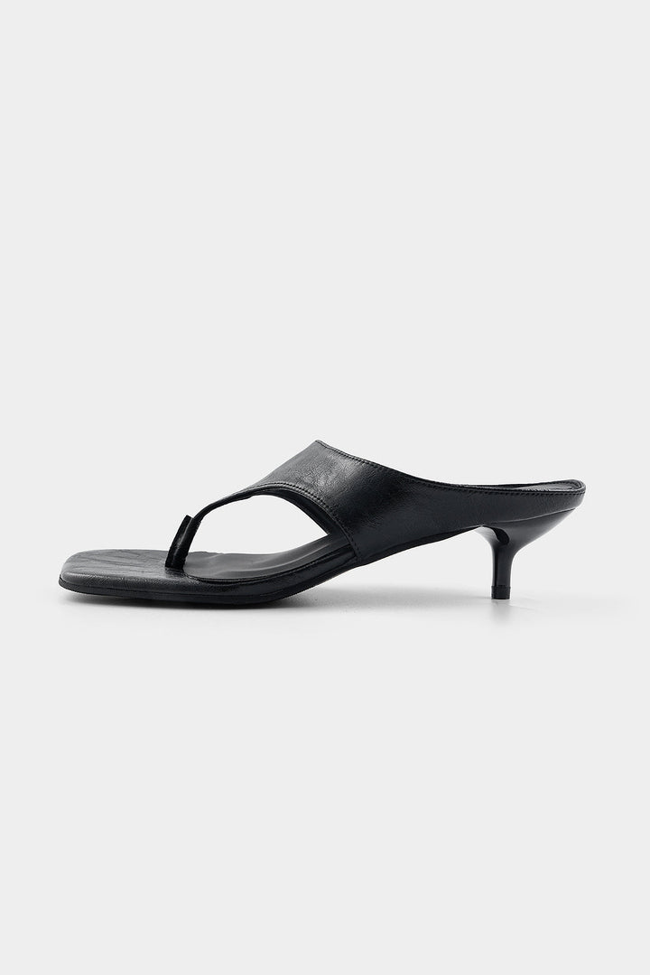 Faux Leather Square Toe Slippers