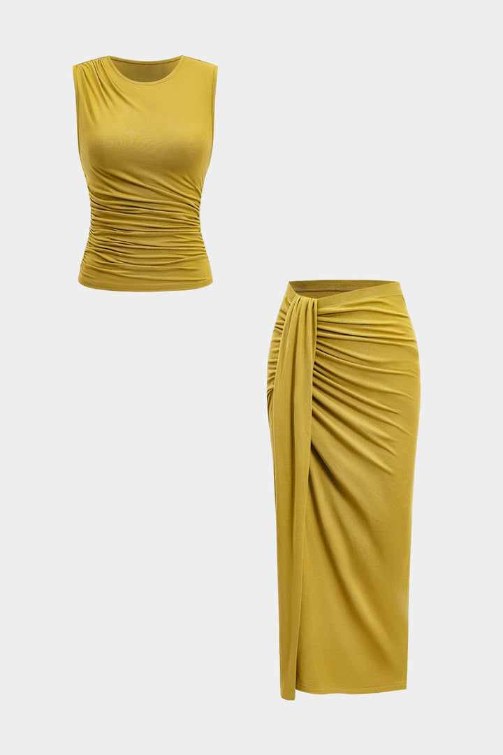 Tank Top And Ruched Twist Knot Skirt Set