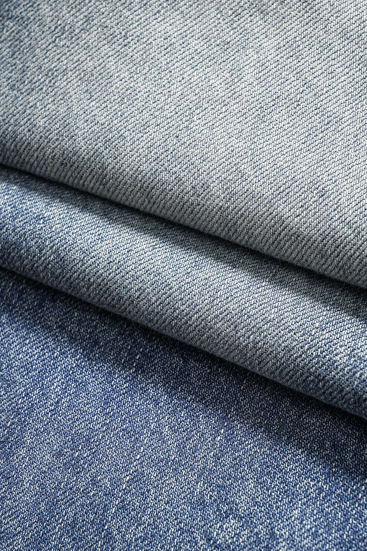Denim Washed Button Wide Leg Jeans