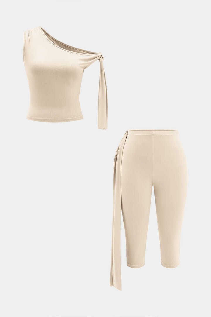 Tie-Up Detail Top And Shorts Set