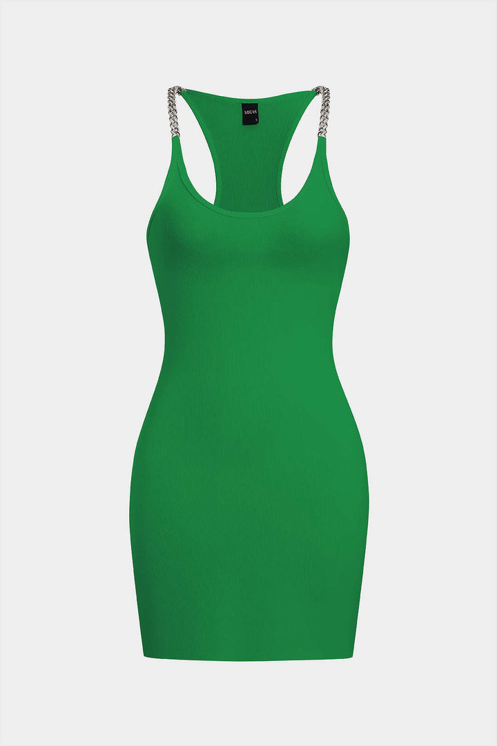 Chain Decor Sleeveless Mini Dress