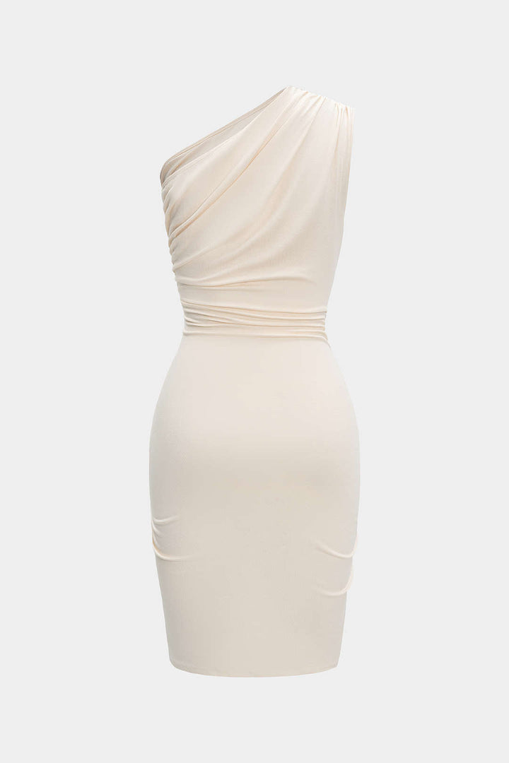 Ruched Asymmetrical Cut Out Midi Dress
