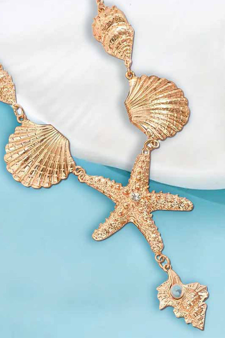 Alloy Bead Shell Starfish Necklace