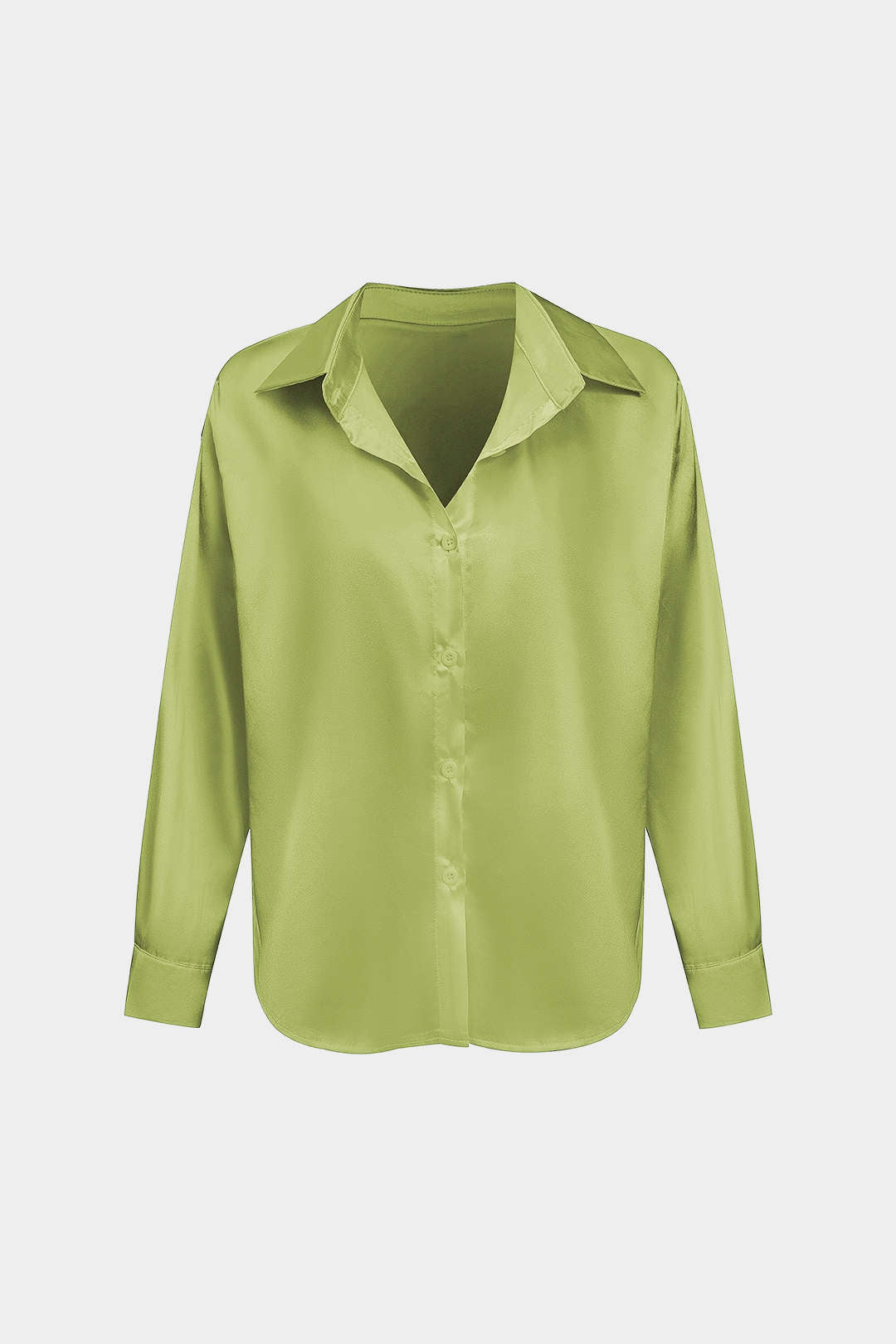 Basic Solid Satin Long-Sleeve Shirt