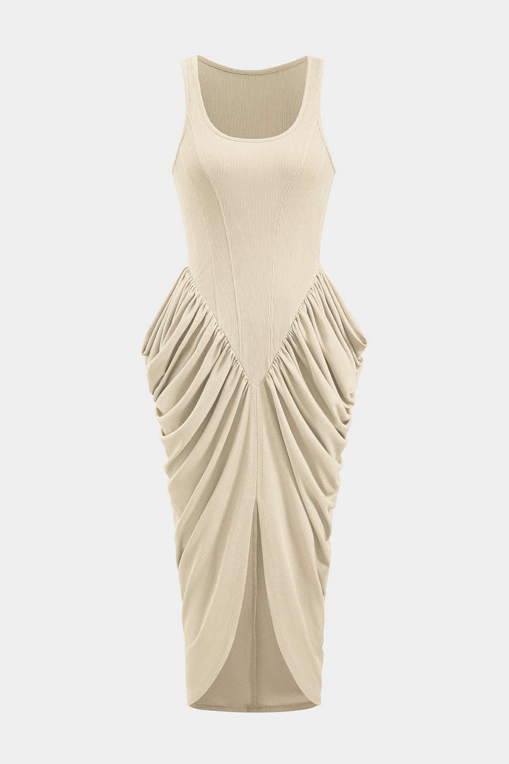 Ruched Corset Sleeveless Maxi Dress