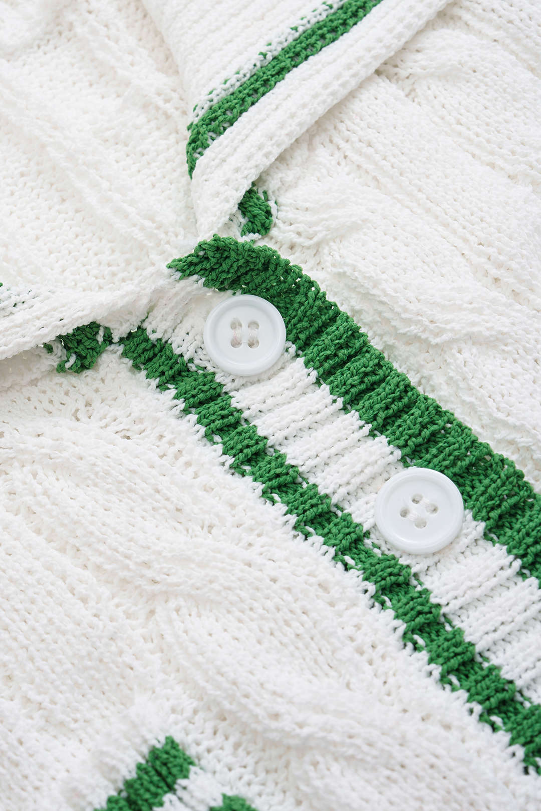 Contrast Knit Button Short-Sleeve Top
