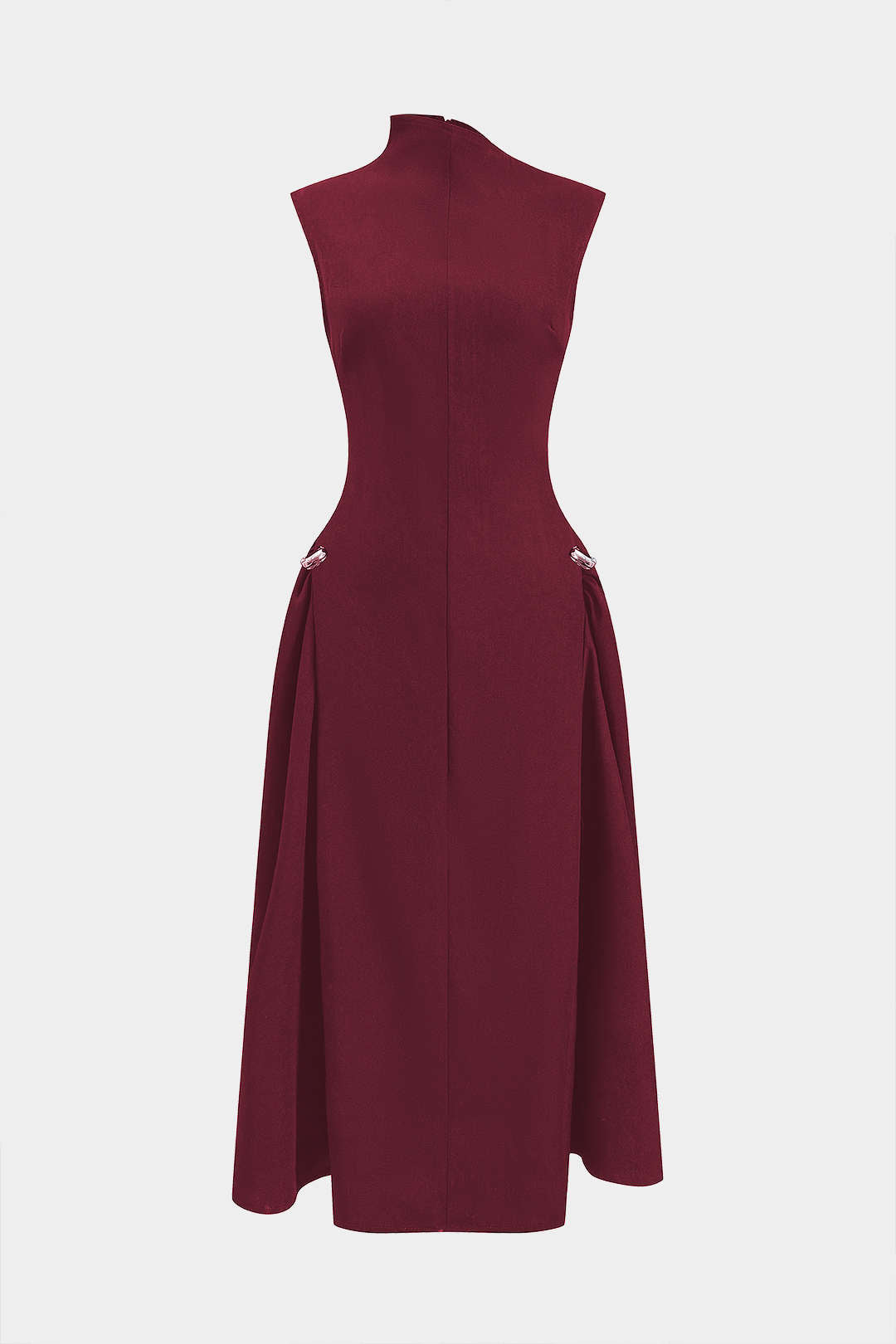 Metallic Decor Zipper Sleeveless Maxi Dress