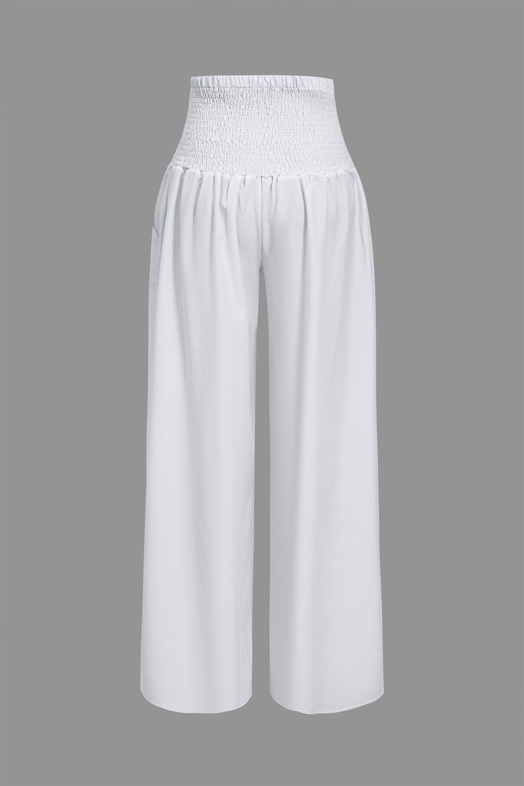 Ruched Tube Top And Tie Front Wide Leg Trousers Set
