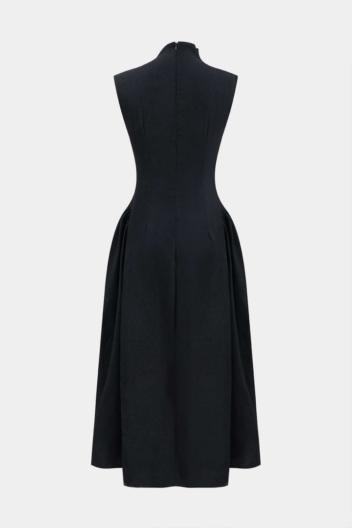 Metallic Decor Zipper Sleeveless Maxi Dress