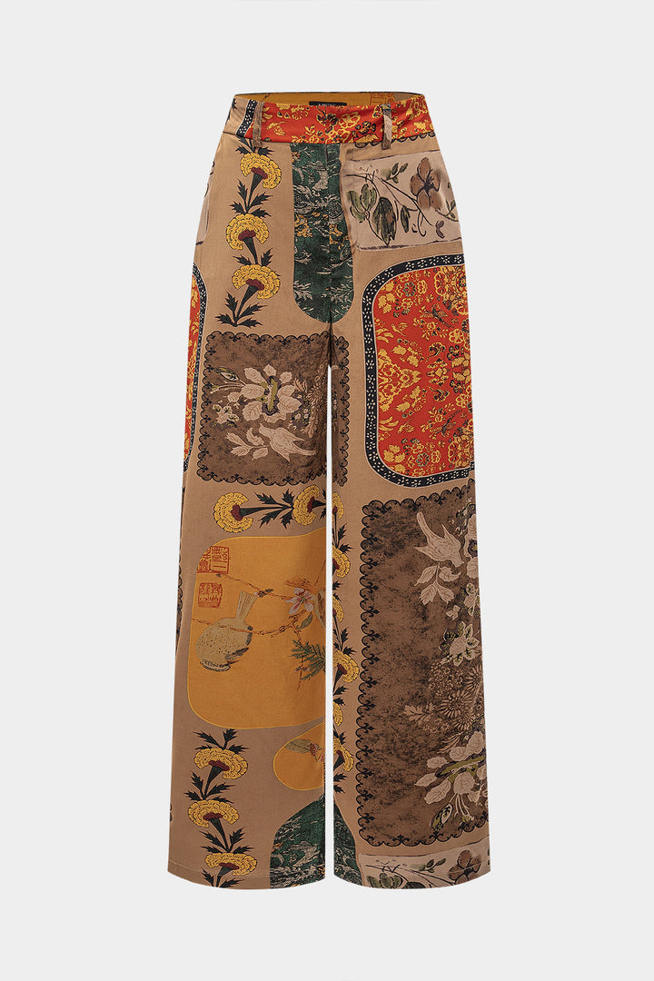 Floral Print Pocket Trousers