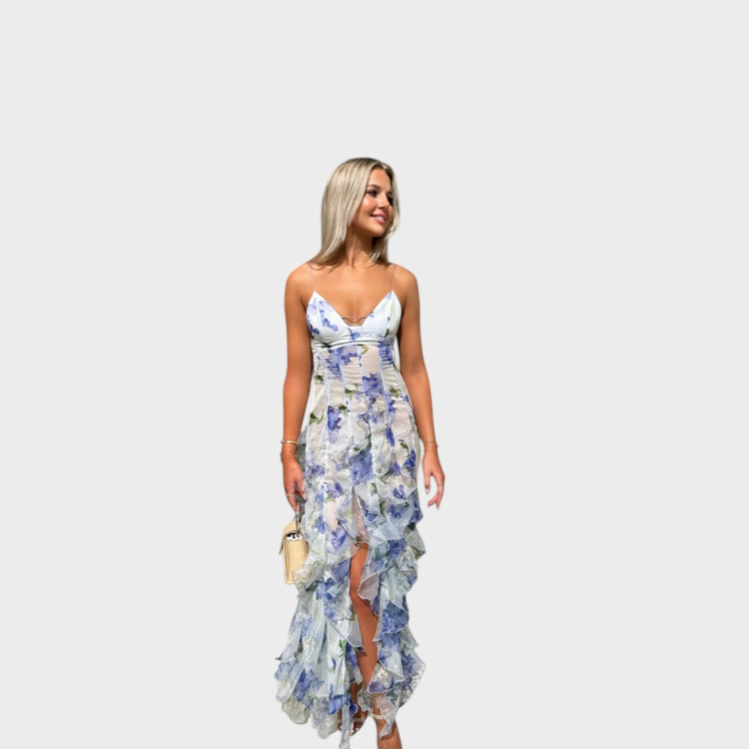 Hannah -  Floral Ruffle Maxi Dress
