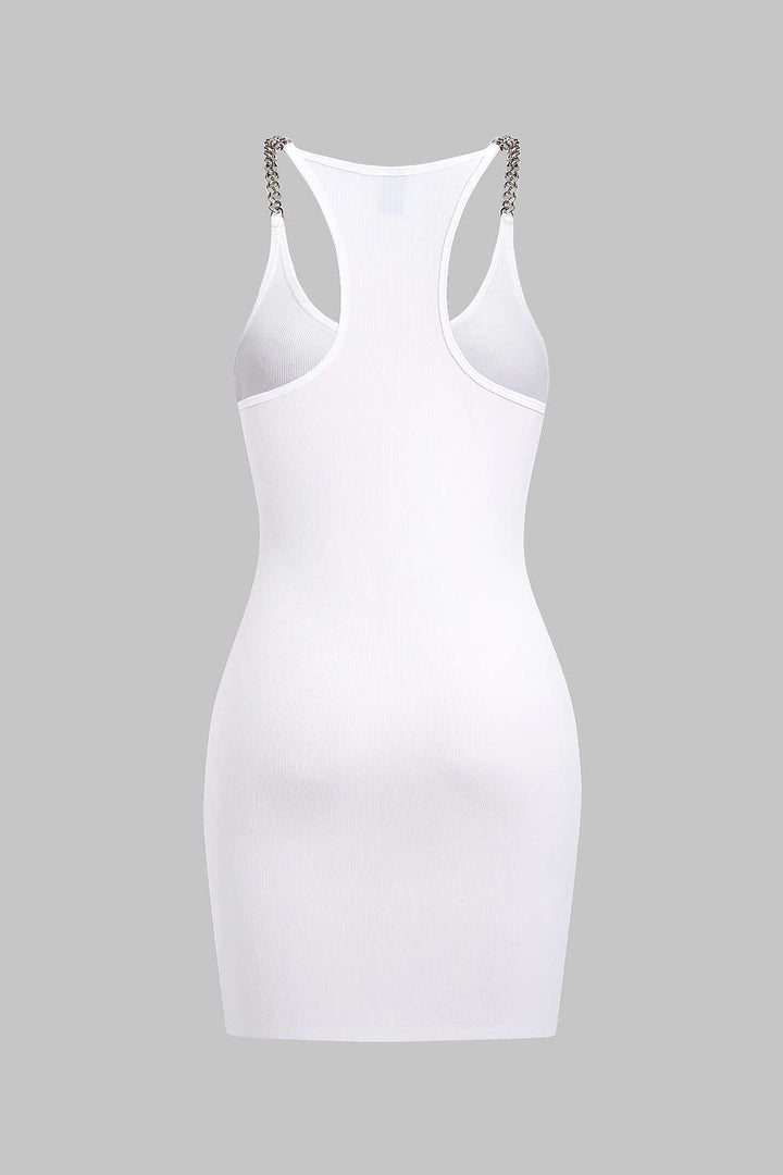 Chain Decor Sleeveless Mini Dress