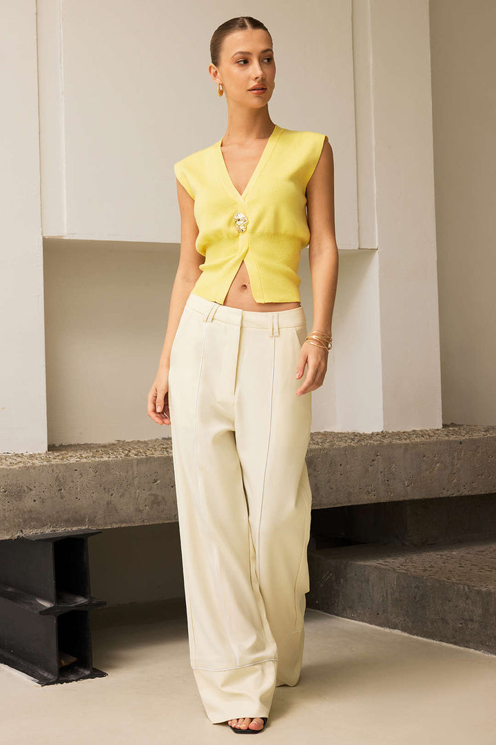 Patchwork Binding Straight-Leg Trousers