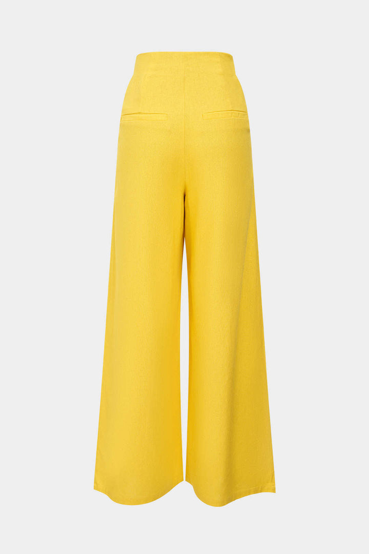 Linen Pleated Ruched Pocket Trousers