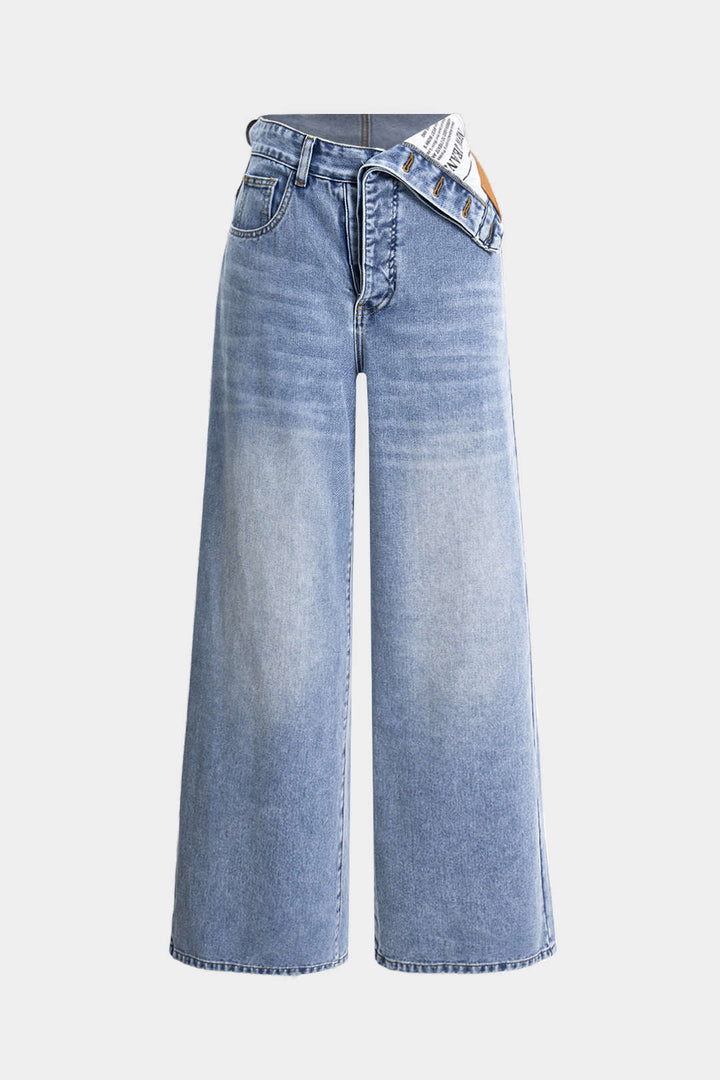 Denim Asymmetrical High Waist Jeans