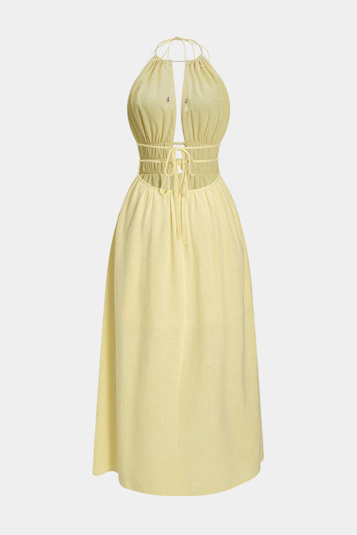 Halter Neck Cut Out Sleeveless Maxi Dress