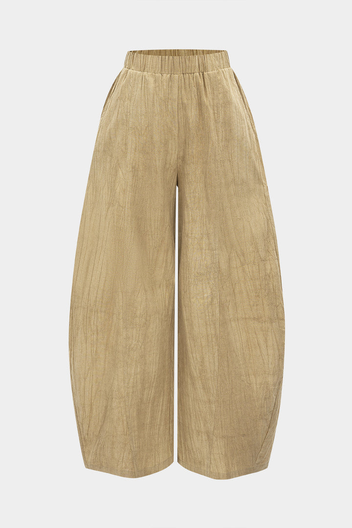 Linen Solid Wide Leg Trousers