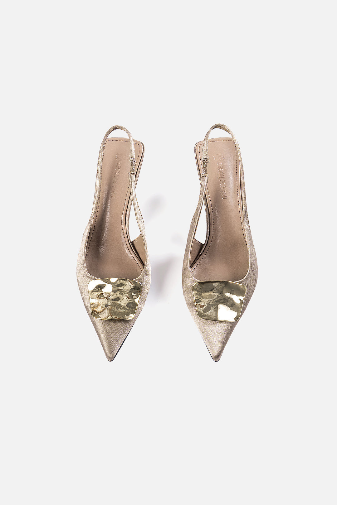 Metallic Decor Buckle Pointed Heels