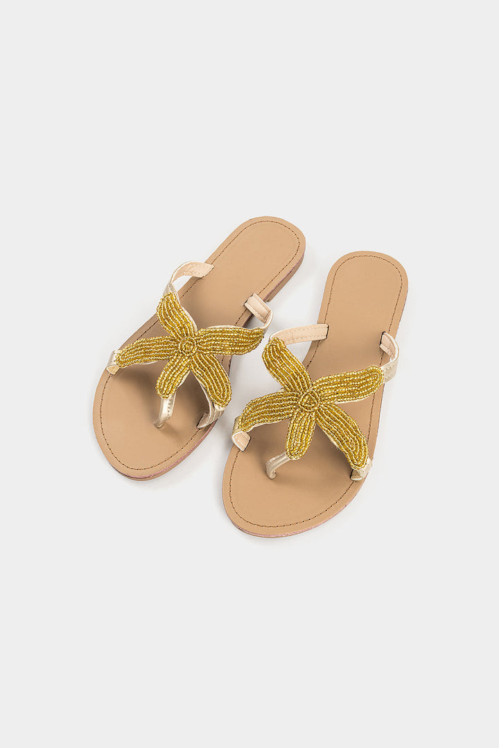 Round Toe Beaded Slippers