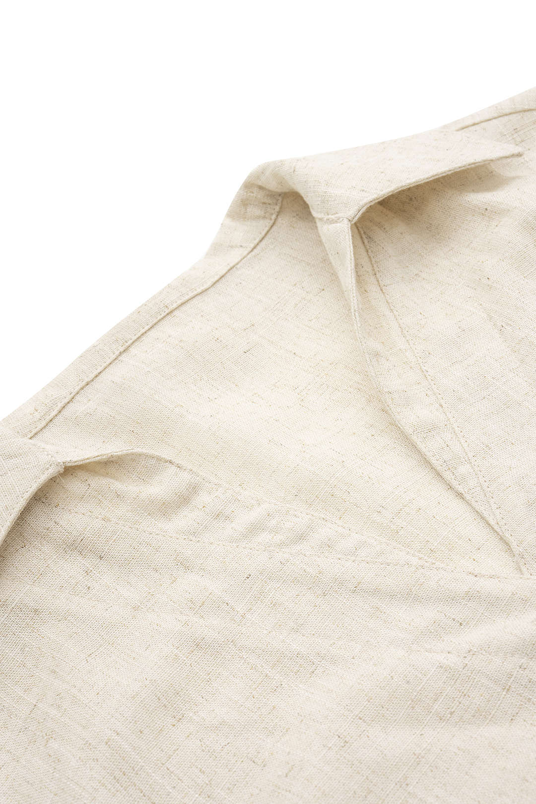 Linen V-Neck Button Short-Sleeve Shirt