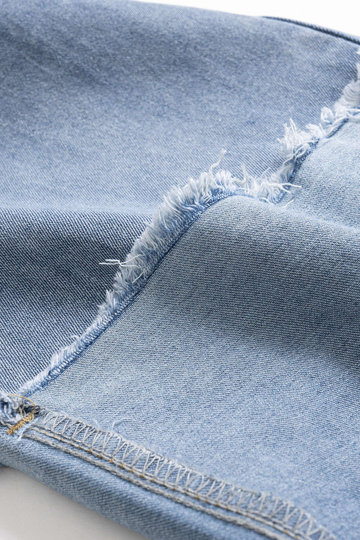 Denim Cuffed Straight Jeans