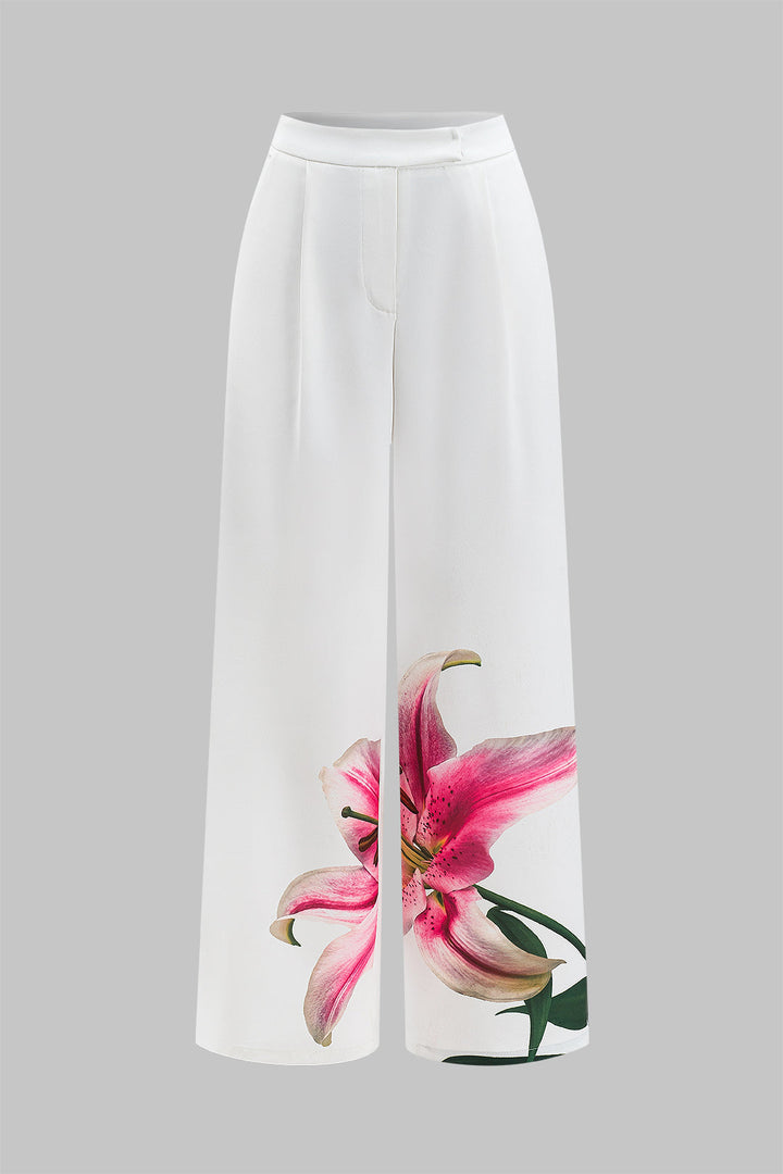 Floral Print Wide Leg Trousers
