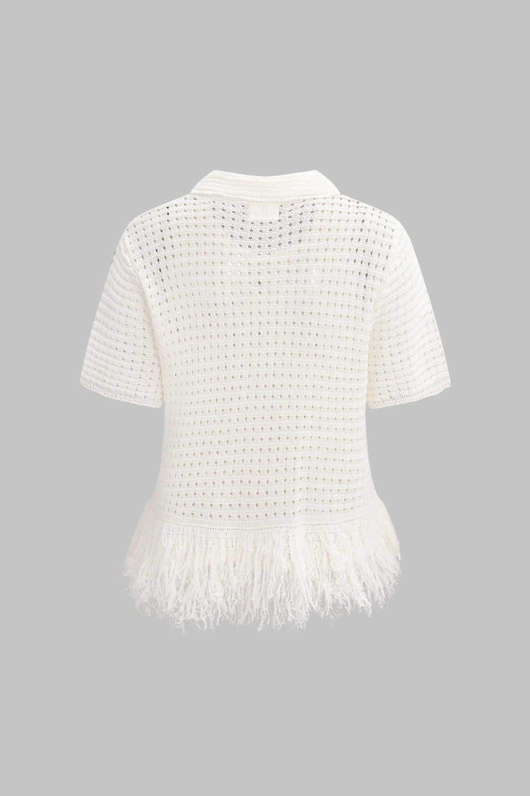 Knit Fringe Short-Sleeve Top