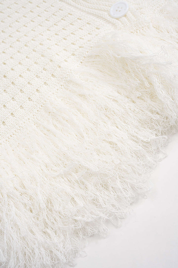 Knit Fringe Short-Sleeve Top
