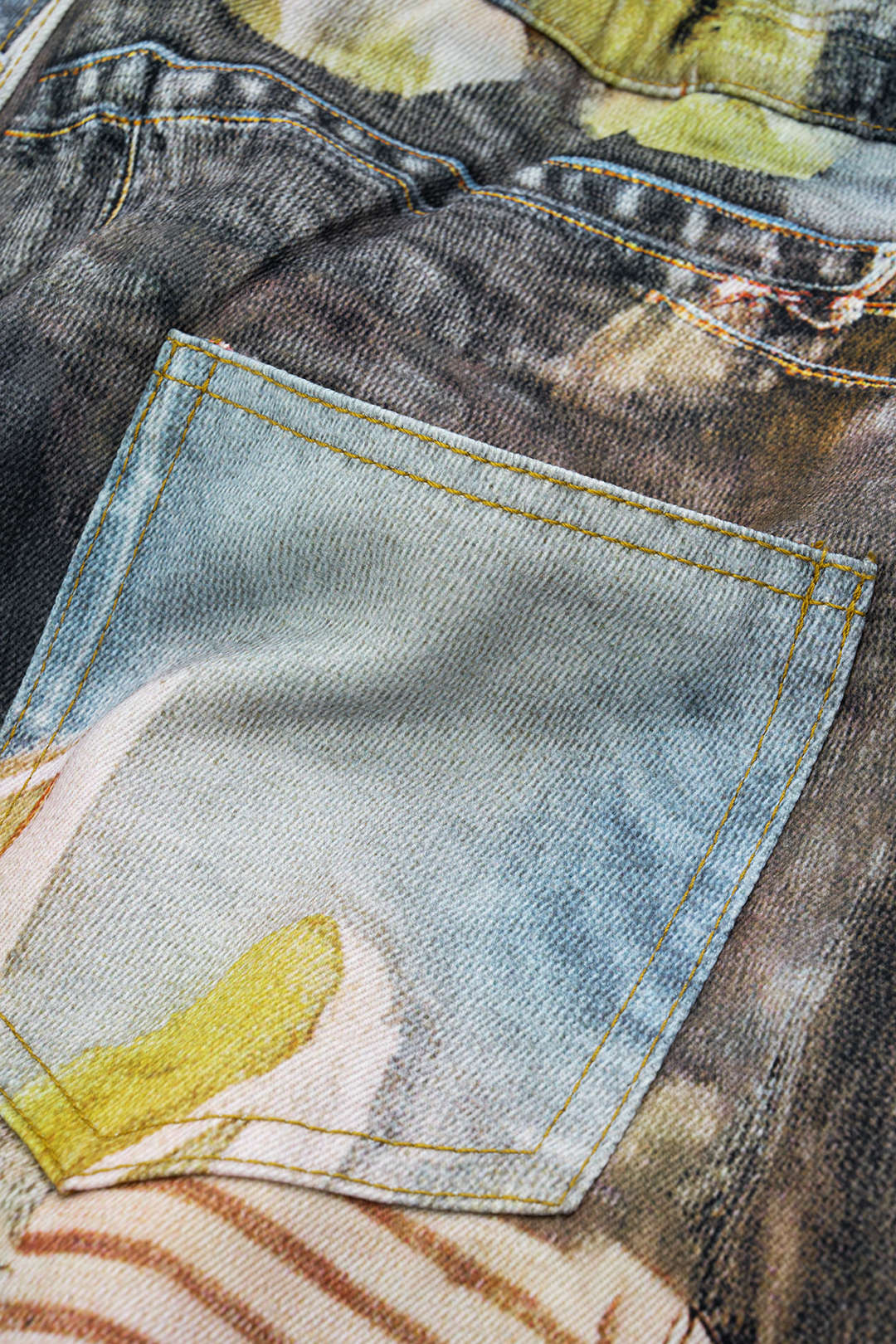 Abstract Print Button Wide Leg Trousers