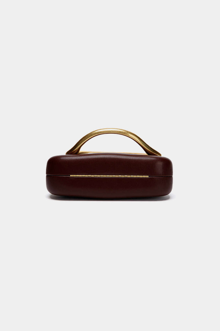 Faux Leather Metal Decor Clutch Purse