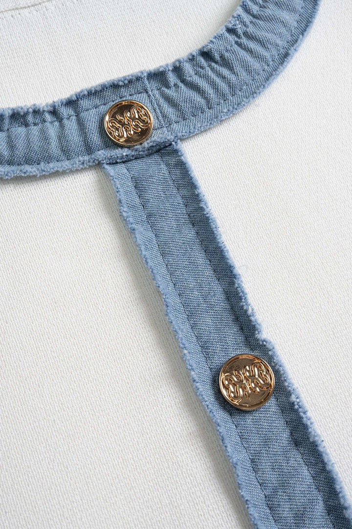 Knit Textured Button Patchwork Tank Top