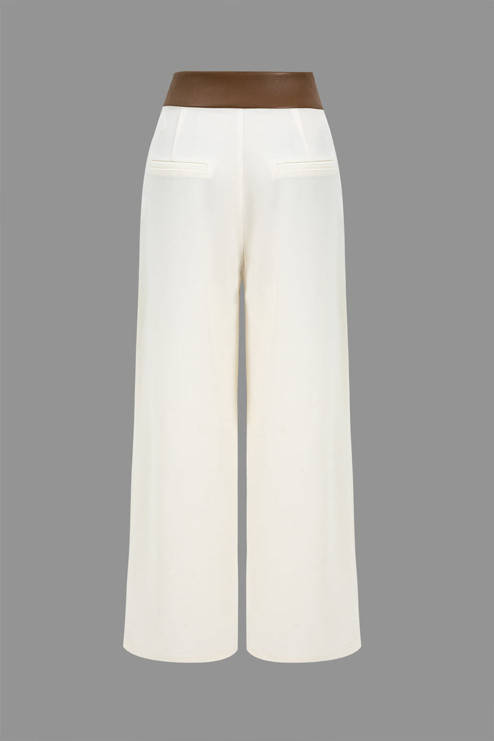 Faux Leather Patchwork Trousers