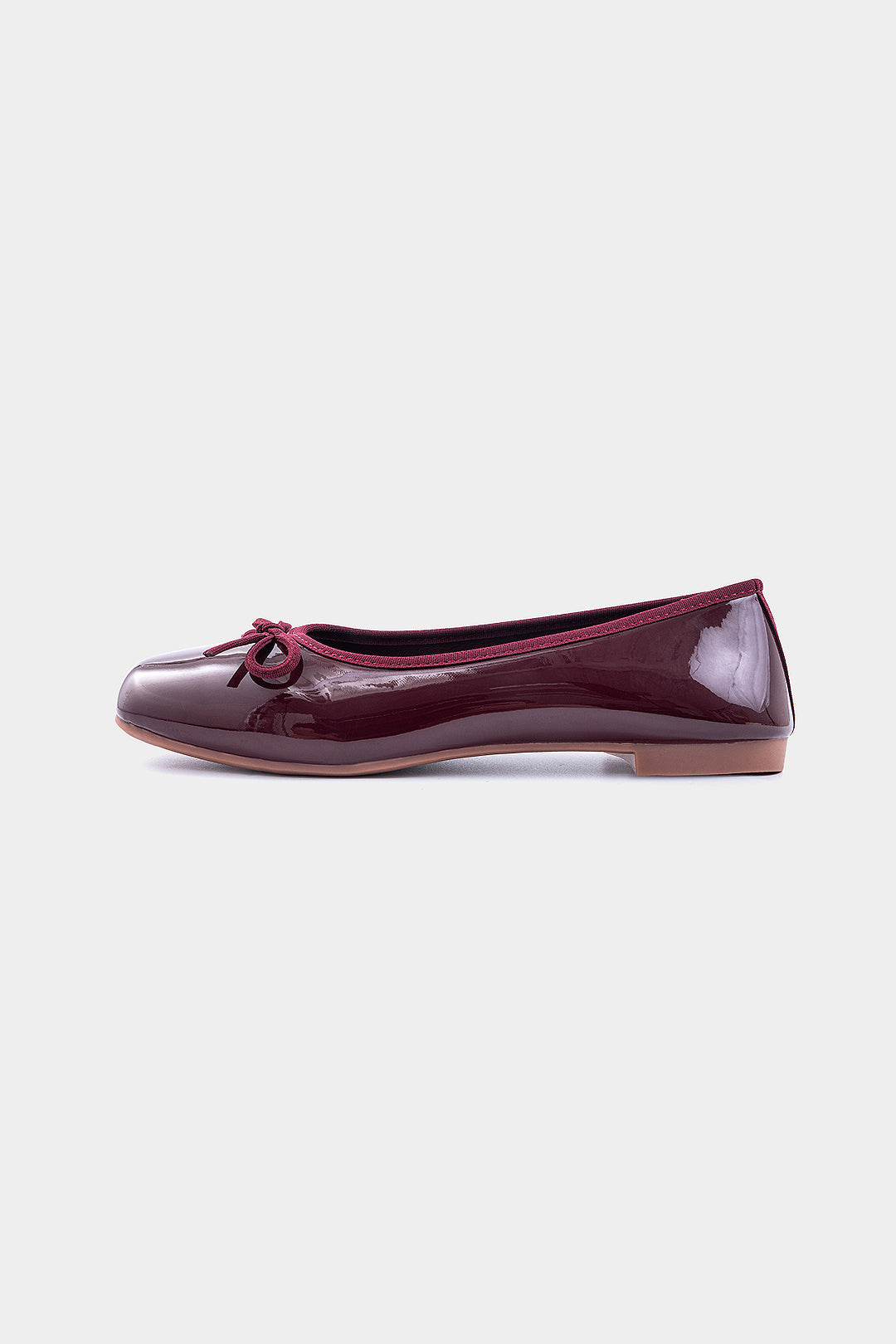 Faux Leather Ribbon Butterfly Square Toe Flats