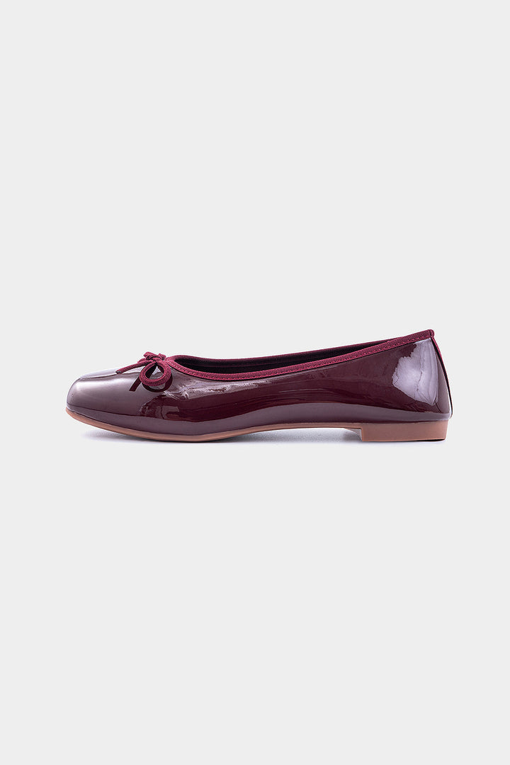 Faux Leather Ribbon Butterfly Square Toe Flats