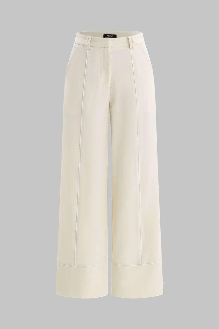 Patchwork Binding Straight-Leg Trousers