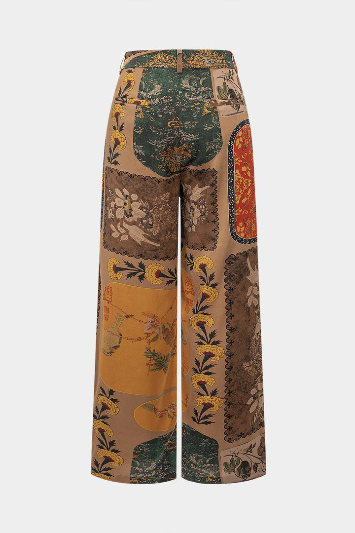 Floral Print Pocket Trousers
