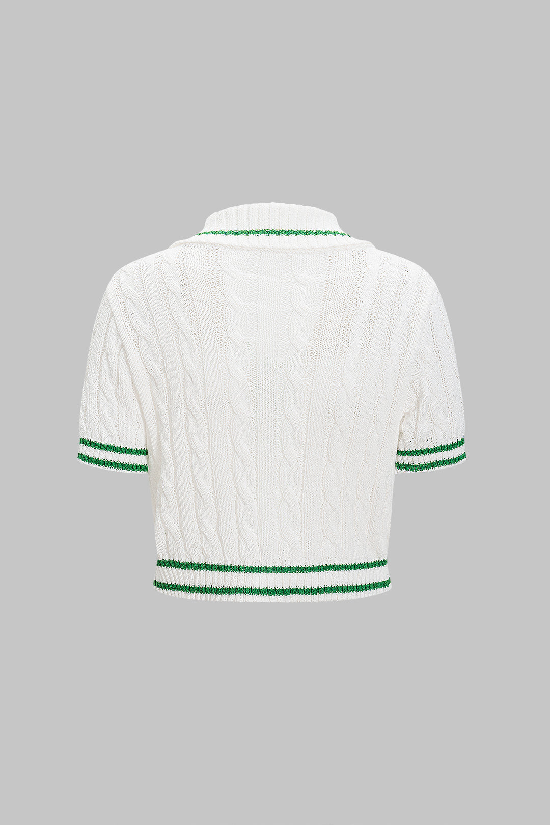 Contrast Knit Button Short-Sleeve Top