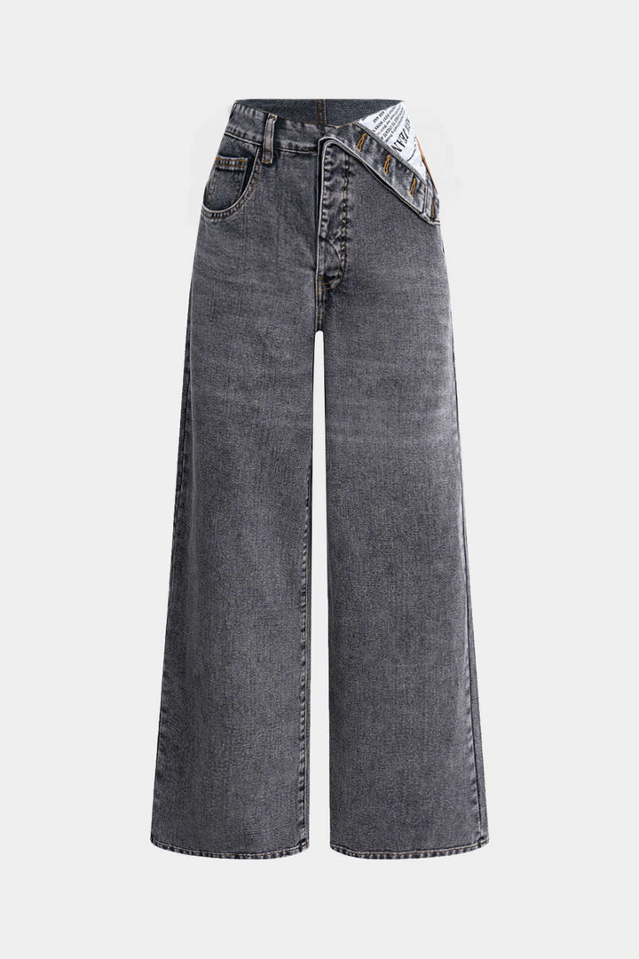 Denim Asymmetrical High Waist Jeans