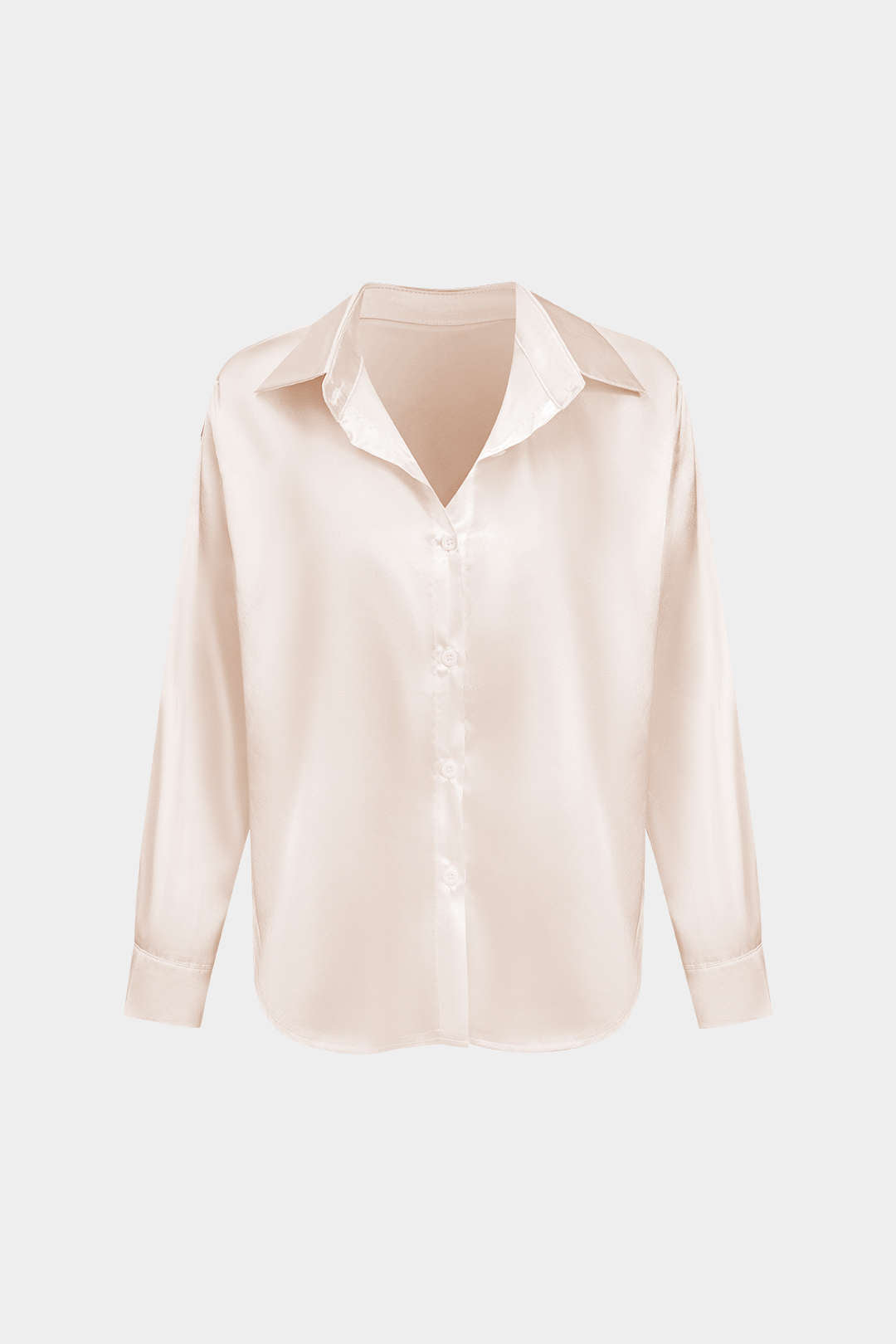 Basic Solid Satin Long-Sleeve Shirt