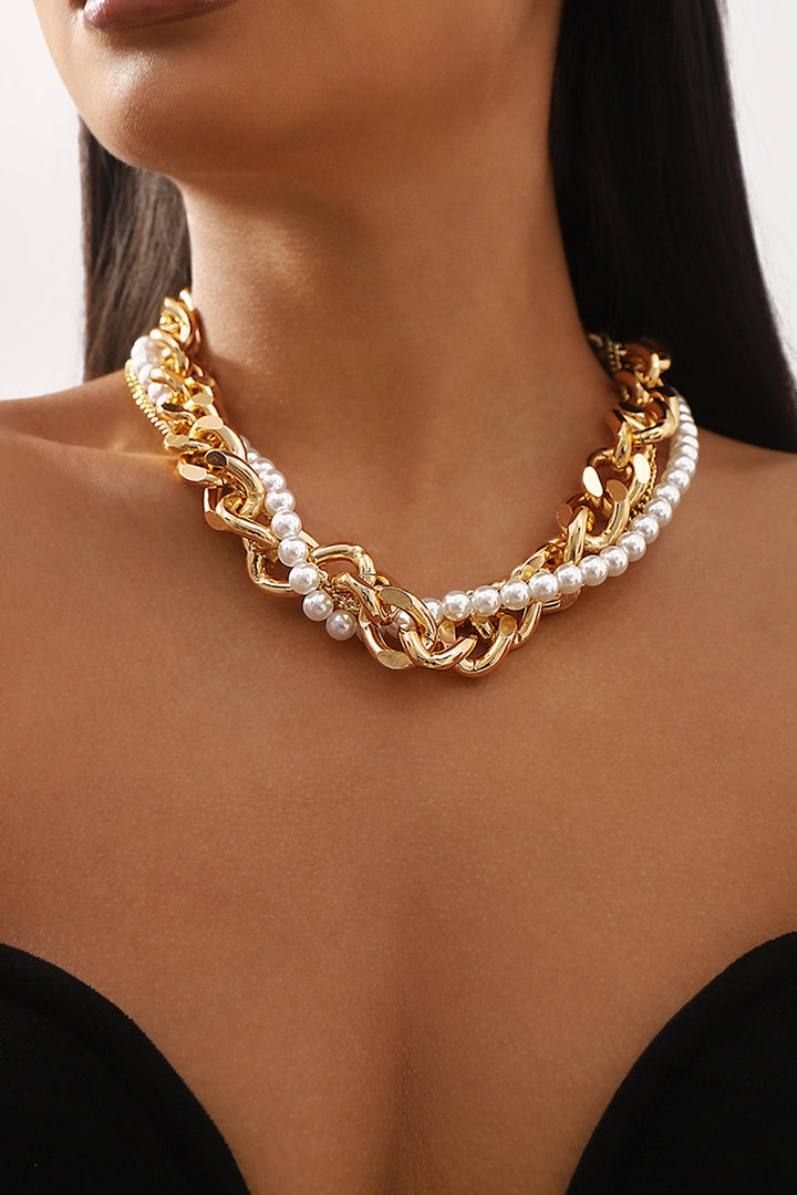 Metal Pearl Layered Necklace