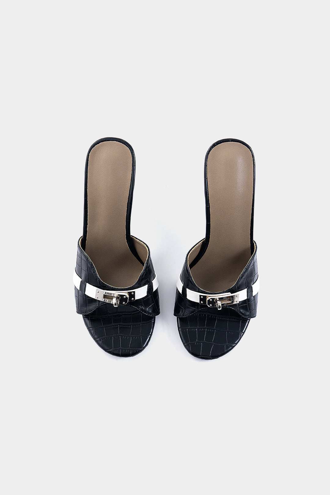 Crocodile Pattern Faux Leather Metallic Heels