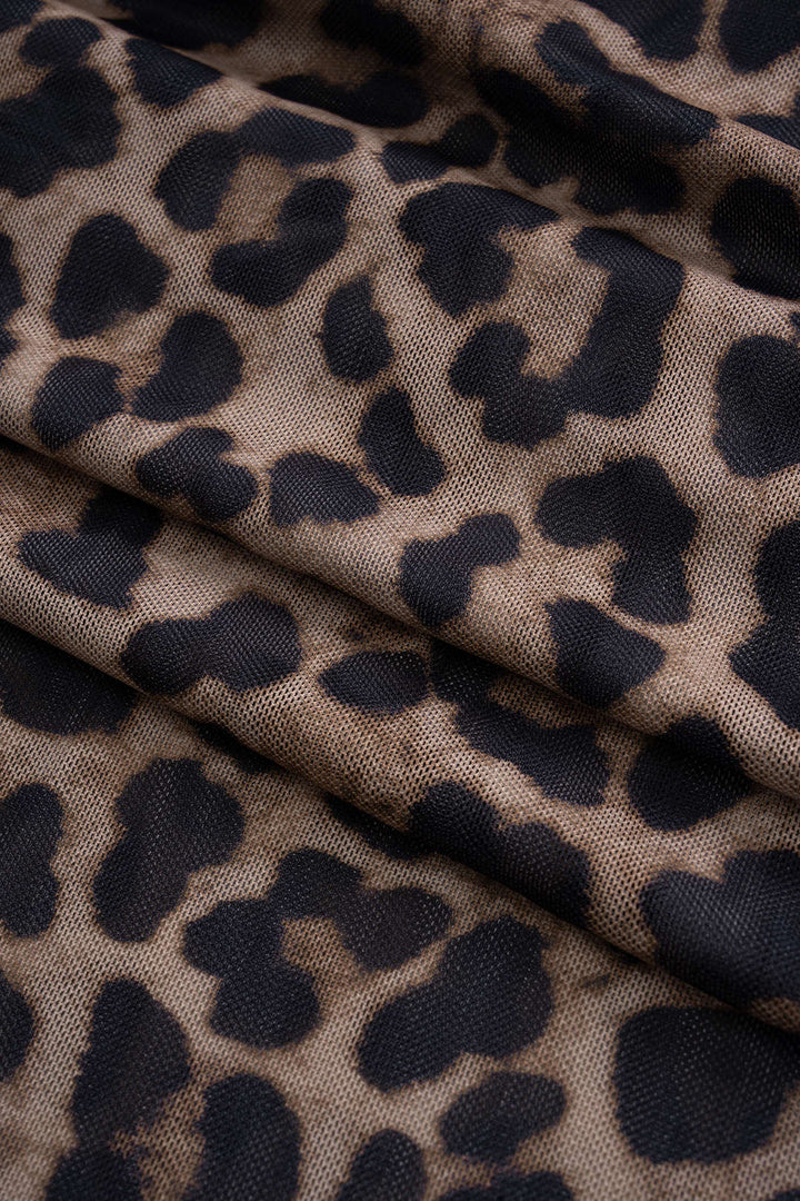Leopard Print Bustier Lace Slip Sleeveless Maxi Dress