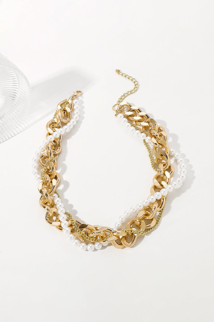Metal Pearl Layered Necklace