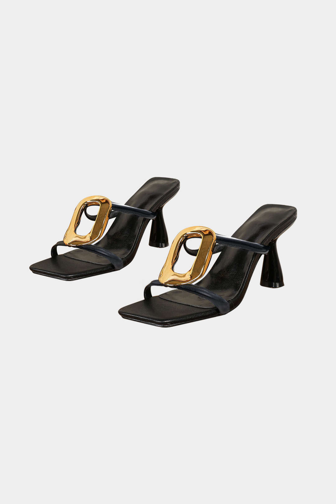 Metallic Square Toe Heels