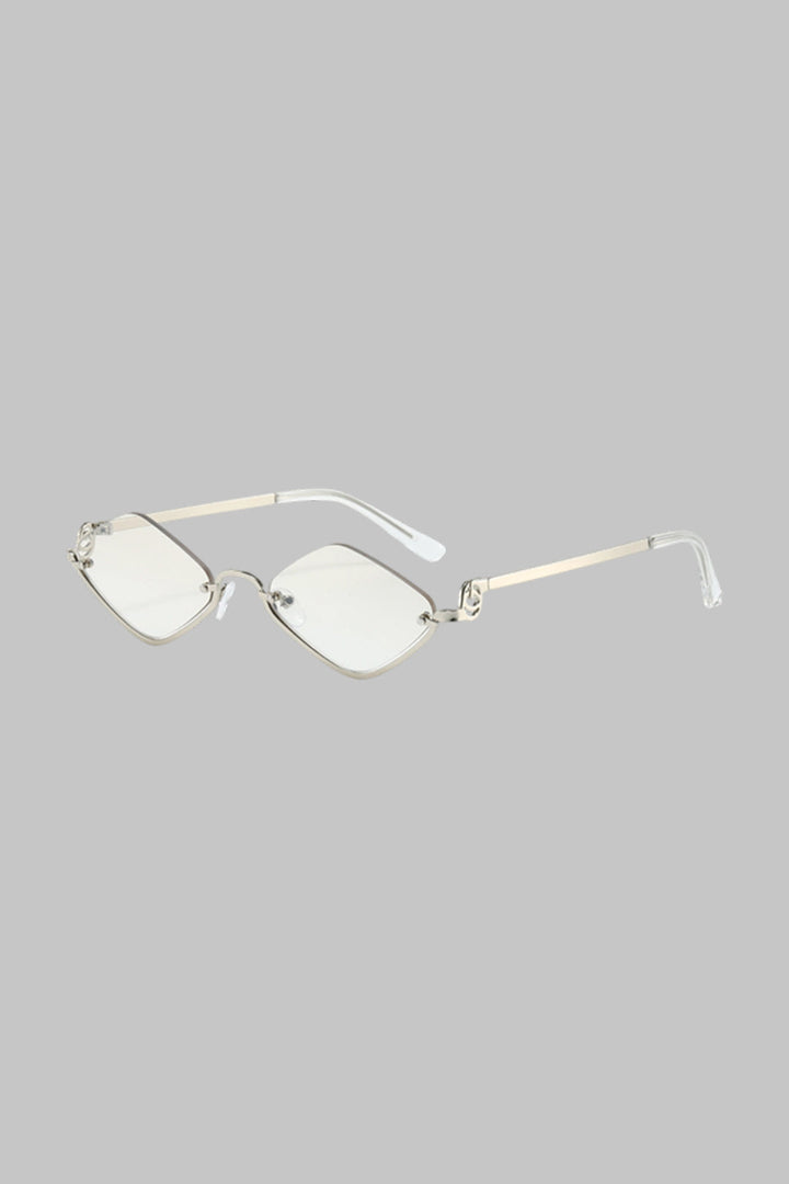 Metal Diamond-Shaped Half-Frame Sunglasses