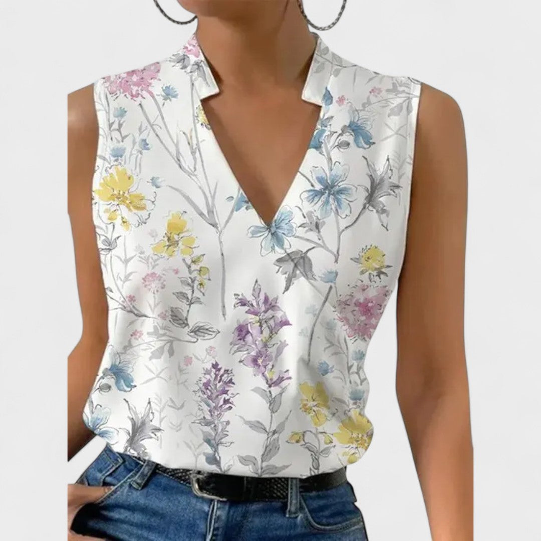 Selena - Soft Summer Top With V-neck