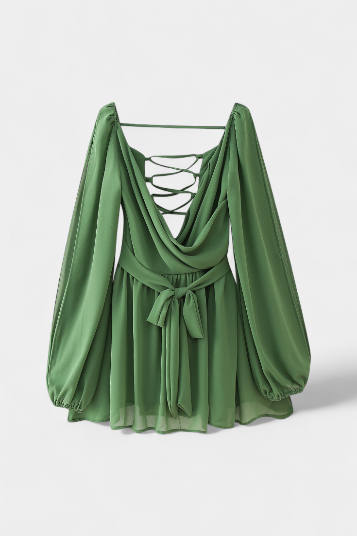 Skylar Mini Dress with V-Neck and Light Sleeves