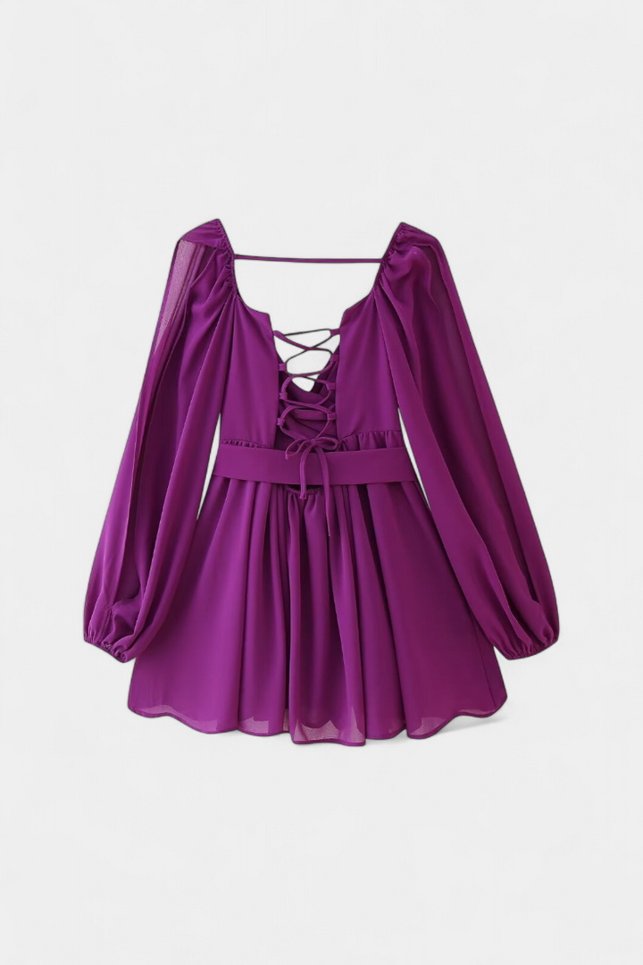 Skylar Mini Dress with V-Neck and Light Sleeves